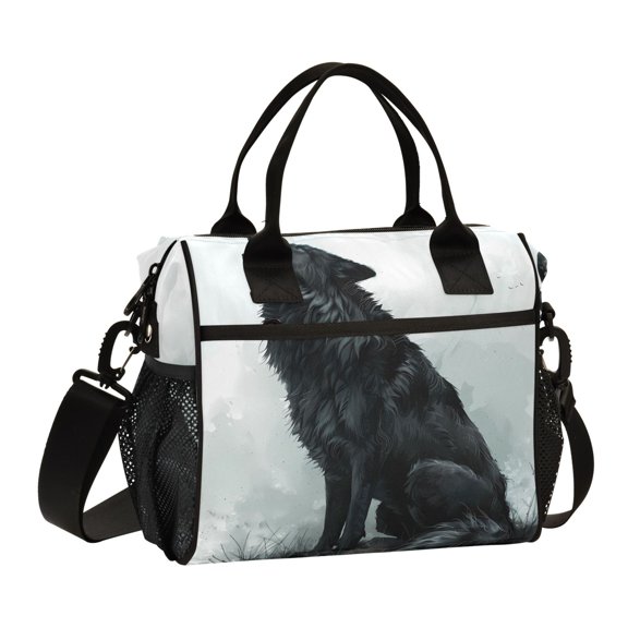 ALAZA Howling Wolf Insulated Lunch Bag Reusable Tote Box Adjustable Shoulder Strap for Work Picnic