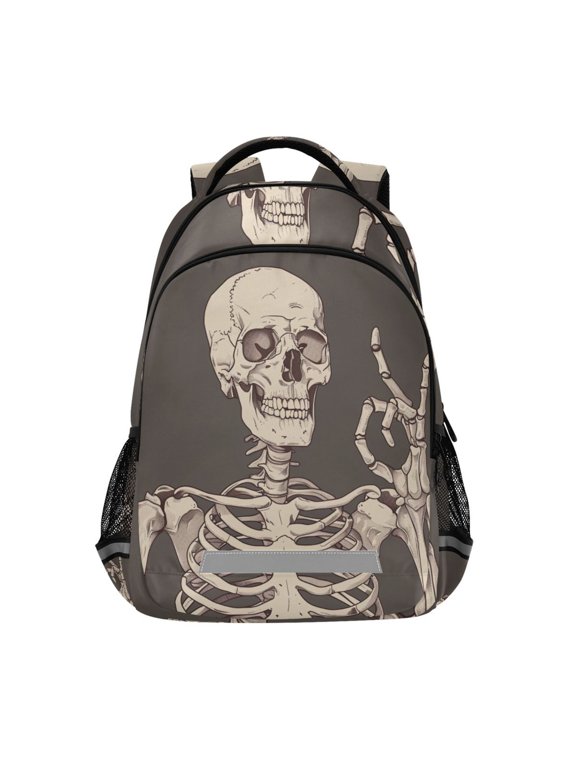 Human Skeleton Backpack Elementary School Bag Bookbag Travel Rucksack