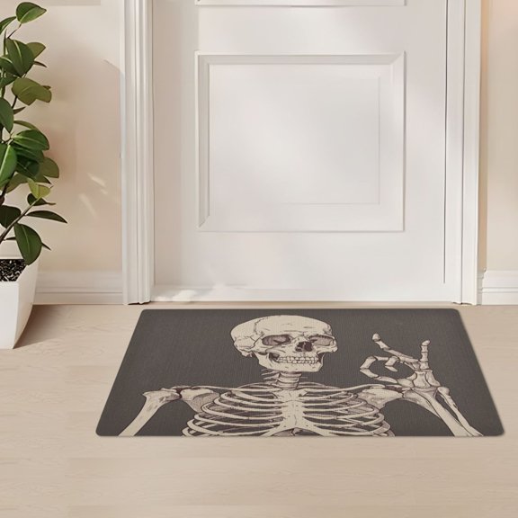 ALAZA Human Skeleton Door Mat Outdoor Indoor Entrance Low Profile Floor Rugs 32"x20"