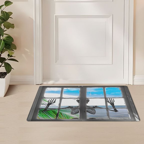 ALAZA Human Skeleton Outside Window Door Mat Outdoor Indoor Entrance Low Profile Floor Rugs 32"x20"