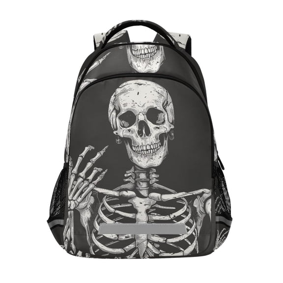 ALAZA Human Skeleton Skull Backpack Elementary School Bag Bookbag Travel Rucksack