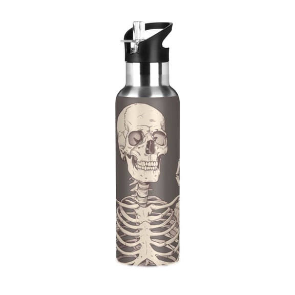 ALAZA Human Skeleton Water Bottle Insulated Flask Stainless Steel Straw Lid 20 oz