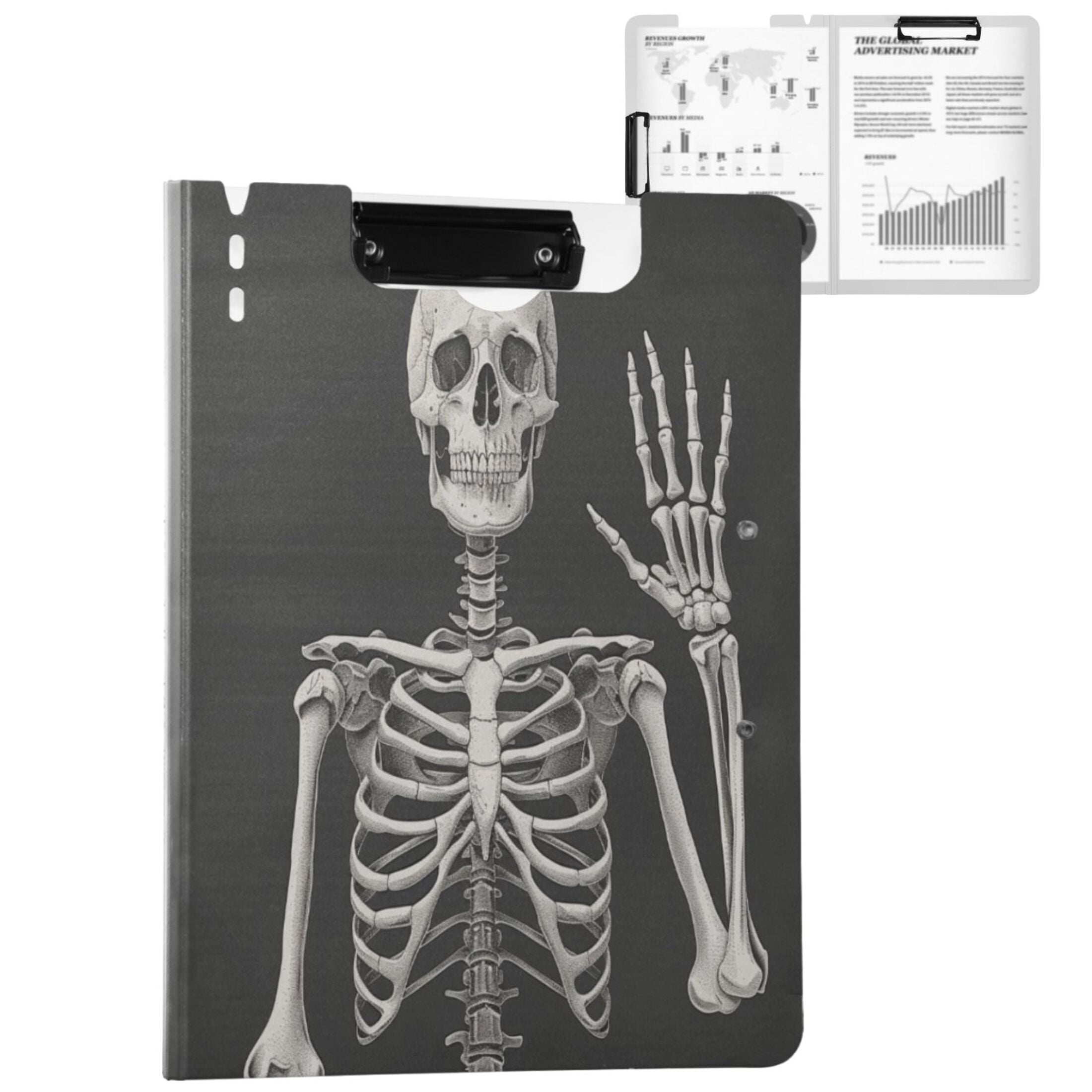 ALAZA Human Skeleton with Hand A4 Foldable Clipboard 360 Degree Folder ...