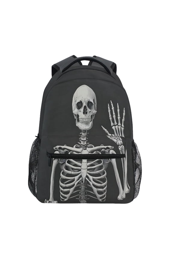Human Skeleton with Hand Pattern School Backpack Elementary Stylish Bookbag Laptop Bags Travel Daypack