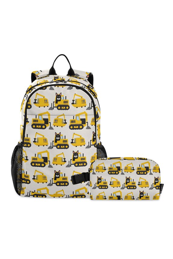 Husky Dog in Truck School Backpack Lunch Box Set Student Bookbag
