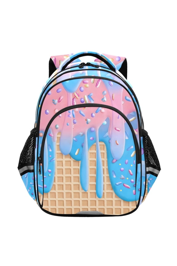 Ice Cream Blue School Backpack Elementary Bag Student Bookbag Travel Rucksack