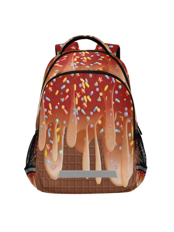 Ice Cream Chocolate Pattern Backpack Elementary School Bags Student Bookbag Travel Rucksack