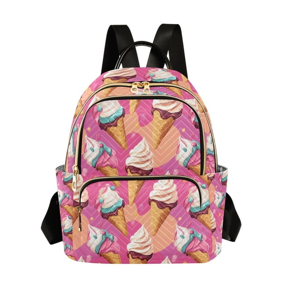 ALAZA Ice Cream Pink Womens Travel Laptop Backpack Large Daypack Ladies Shoulder Bags S