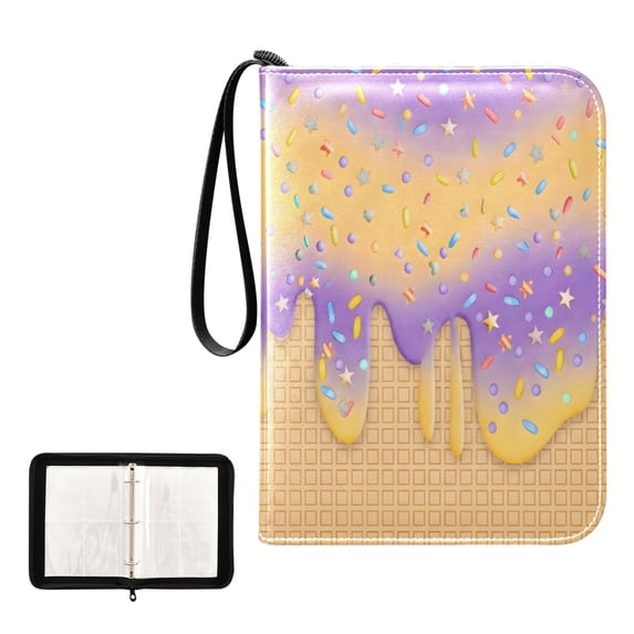ALAZA Ice Cream Purple Trading Card Binder 4 Pocket Cards Collection Album 400 Folder Holder