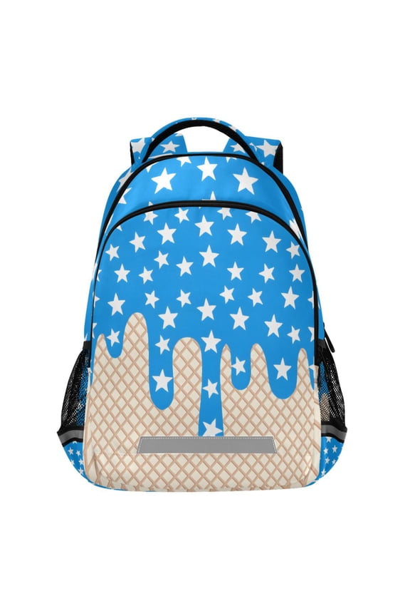 Ice Cream Stars Pattern Backpack Elementary School Bags Student Bookbag Travel Rucksack