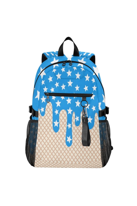 Ice Cream Stars Pattern School Backpack Travel Laptop Bag College Bookbag Casual Daypack for Women Men