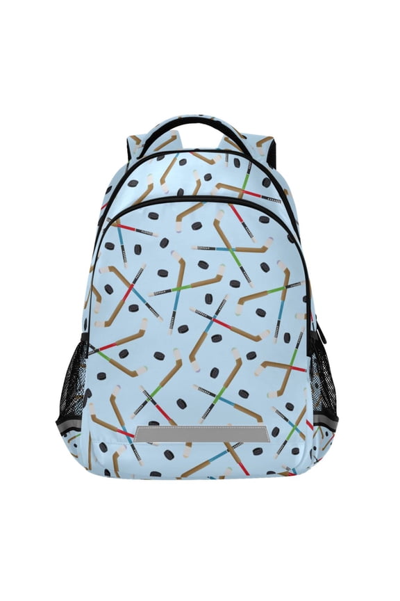 Ice Hockey Stick Pattern Backpack Elementary School Bags Student Bookbag Travel Rucksack