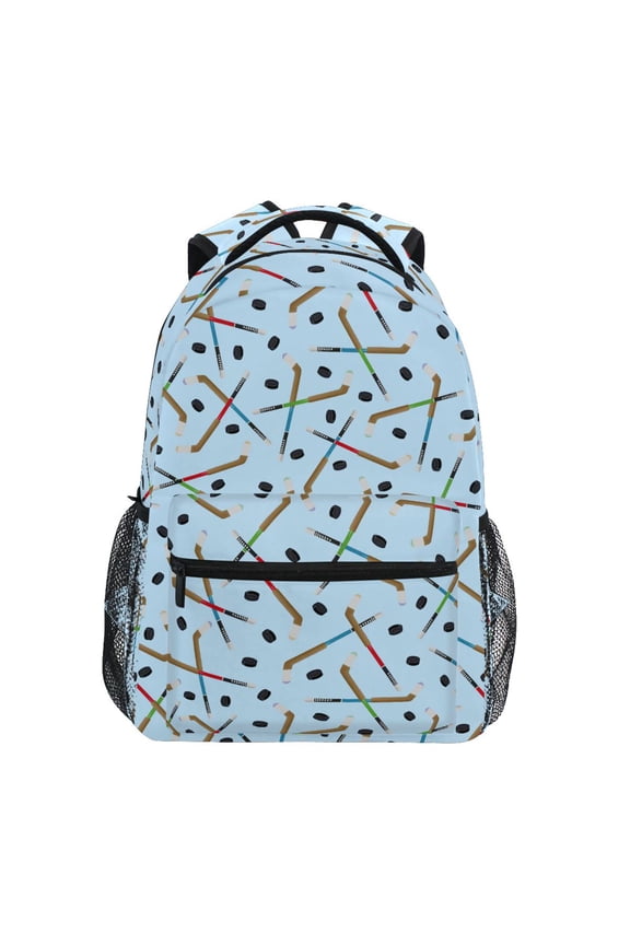 Ice Hockey Stick Pattern School Backpack Elementary Bookbag Laptop Bags Travel Daypack