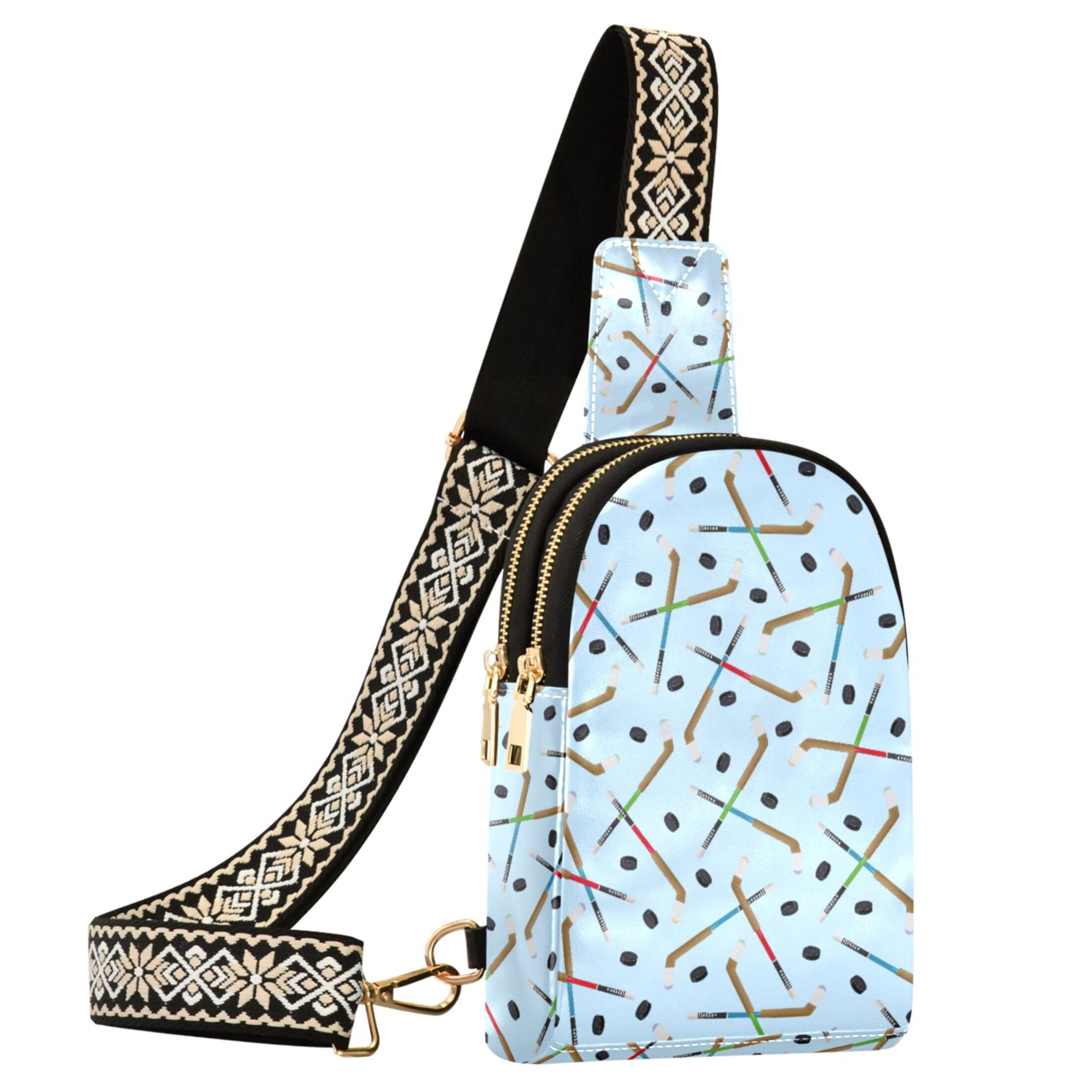 ALAZA Ice Hockey Stick Sling Bag for Women Men Waterproof Crossbody Chest Bags