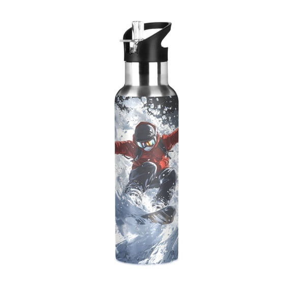 ALAZA Ice-skater Water Bottle Insulated Flask Stainless Steel Straw Lid 20 oz