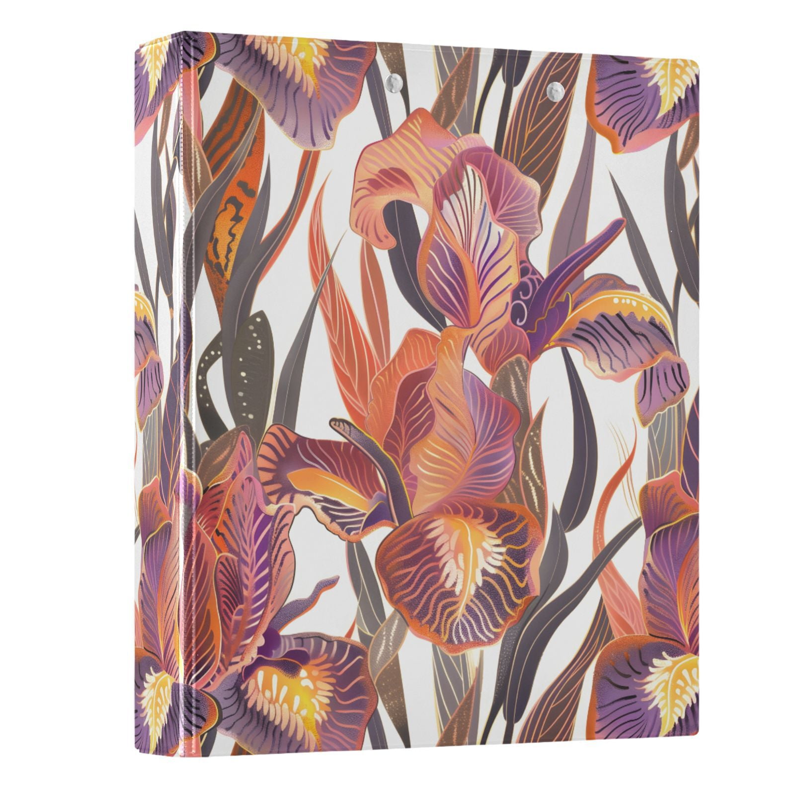 ALAZA Iris Flower Floral 3 Ring Binder 1.5 Inch Three Ring Office Binders w/ clipboard & 3 pockets, Hold 200 Sheets, 1 pc