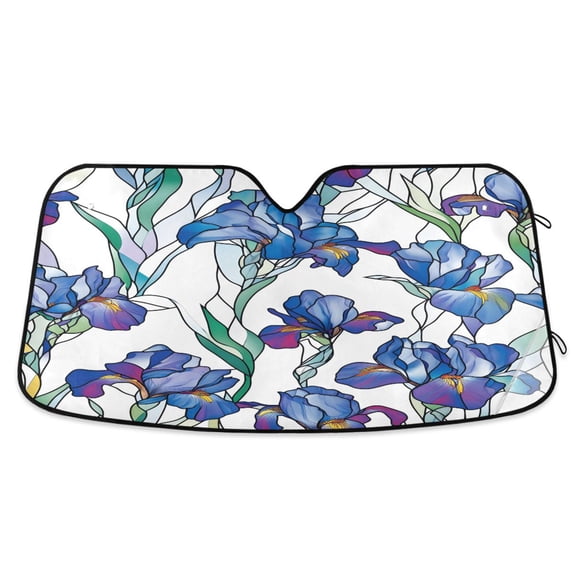 ALAZA Irises Flowers Windshield Sun Shade Car Foldable Sun Visor Block UV Rays Protector 53"x23.5"