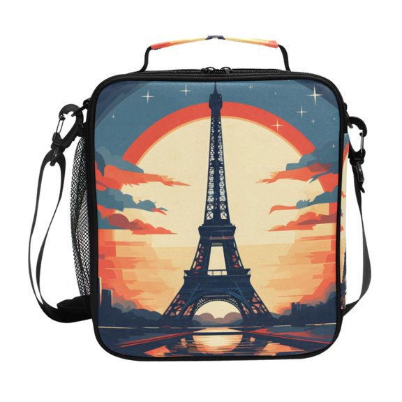 ALAZA Iron Tower with Sunset Lunch Box Insulated Lunch Bag Reusable Thermal Cooler Tote School Picnic