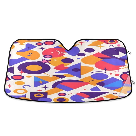 ALAZA Irregular Geometric Shape Windshield Sun Shade Car Foldable Sun Visor Block UV Rays Protector 55"x27.6"