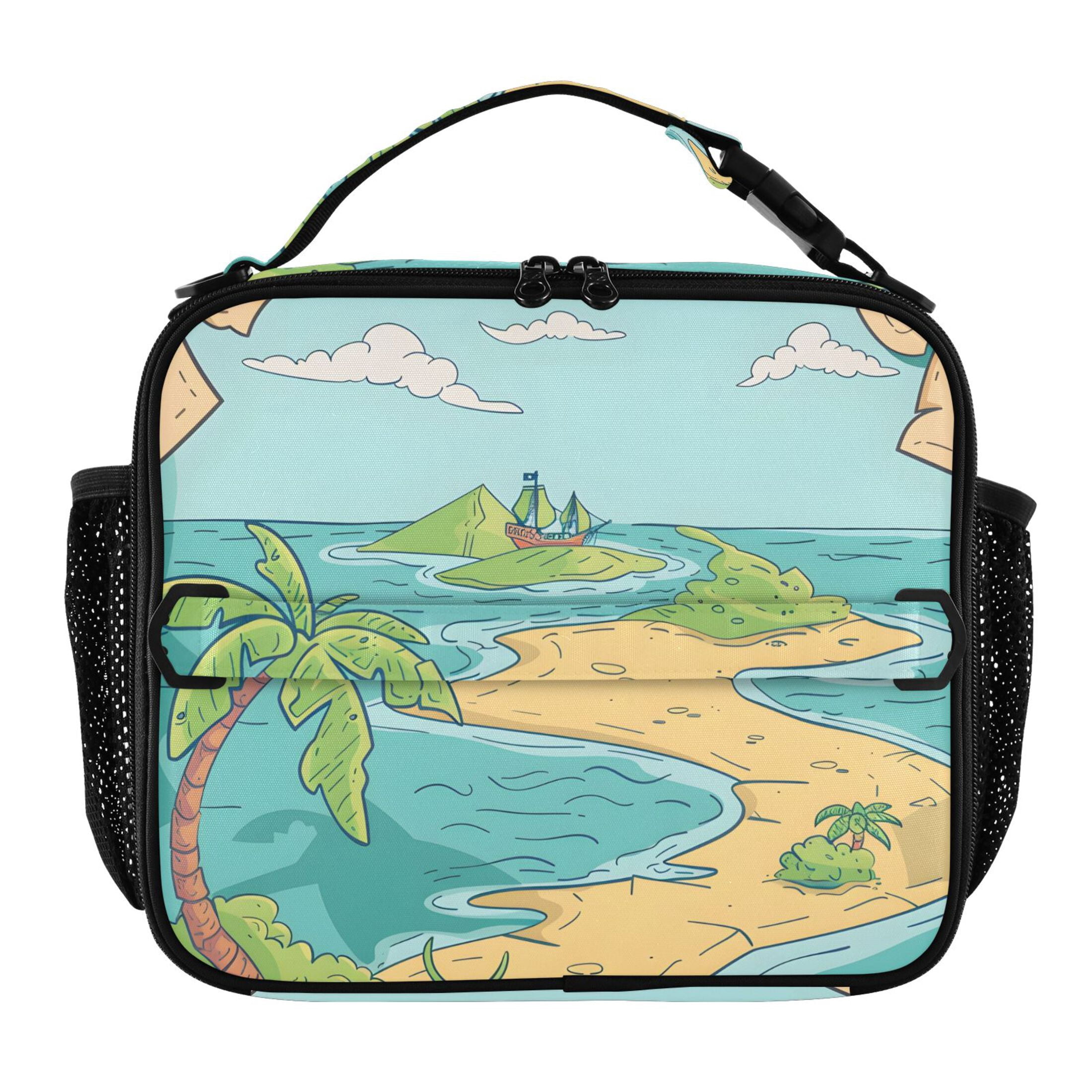 ALAZA Island Map and Sea Lunch Box Insulated Lunch Bag Cooler Tote with ...