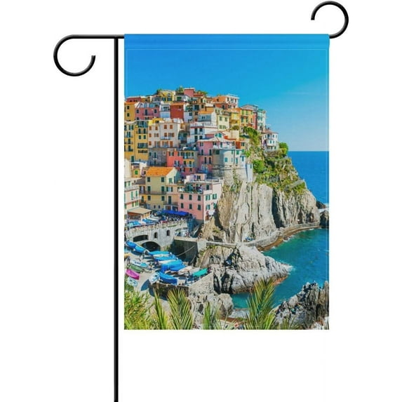 ALAZA Italy Sea Coast Landscape Decorative Double Sided House Flag 28 x 40 inch