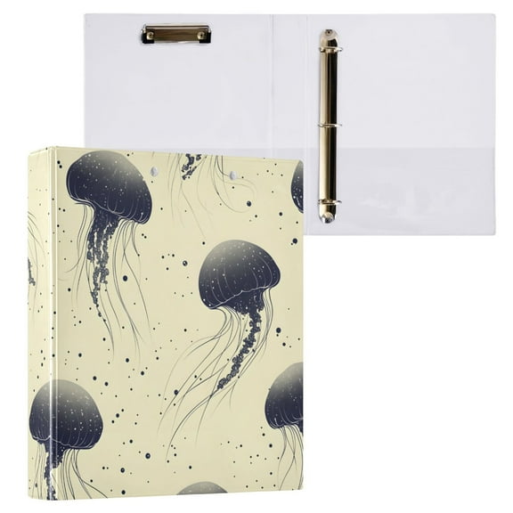 ALAZA Jellyfish Paint Hardcover 3 Ring Binder 1.5" Round Rings Interior Pockets Binders Organizer 1 Pack