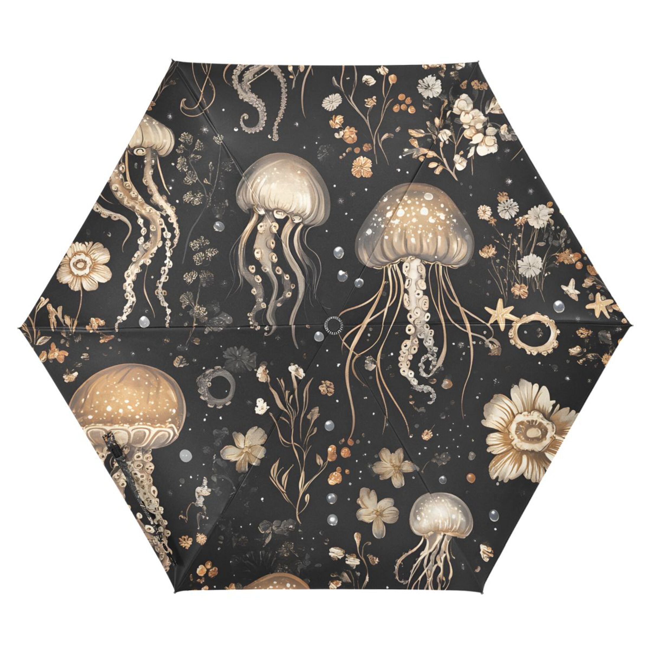 ALAZA Jellyfish Pattern UPF 50+ Compact Folding Umbrella for Rain Travel Umbrella Packable