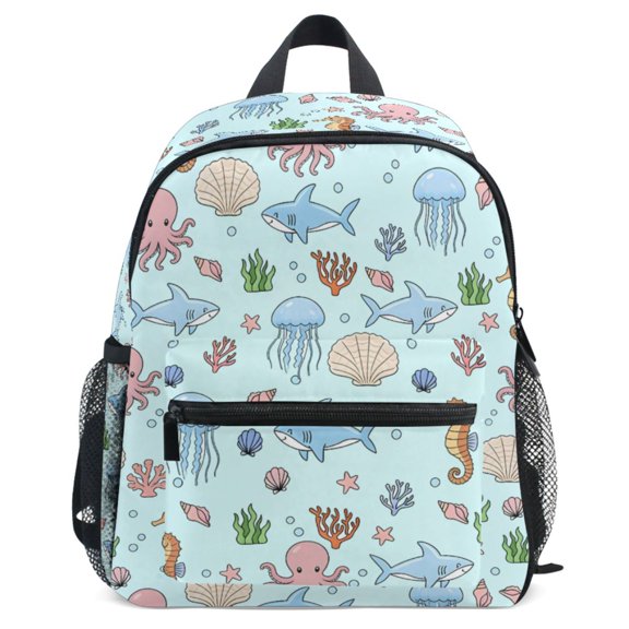 ALAZA Jellyfish Sharks Ocean Pattern School Backpack Student Bookbag Mini Bag