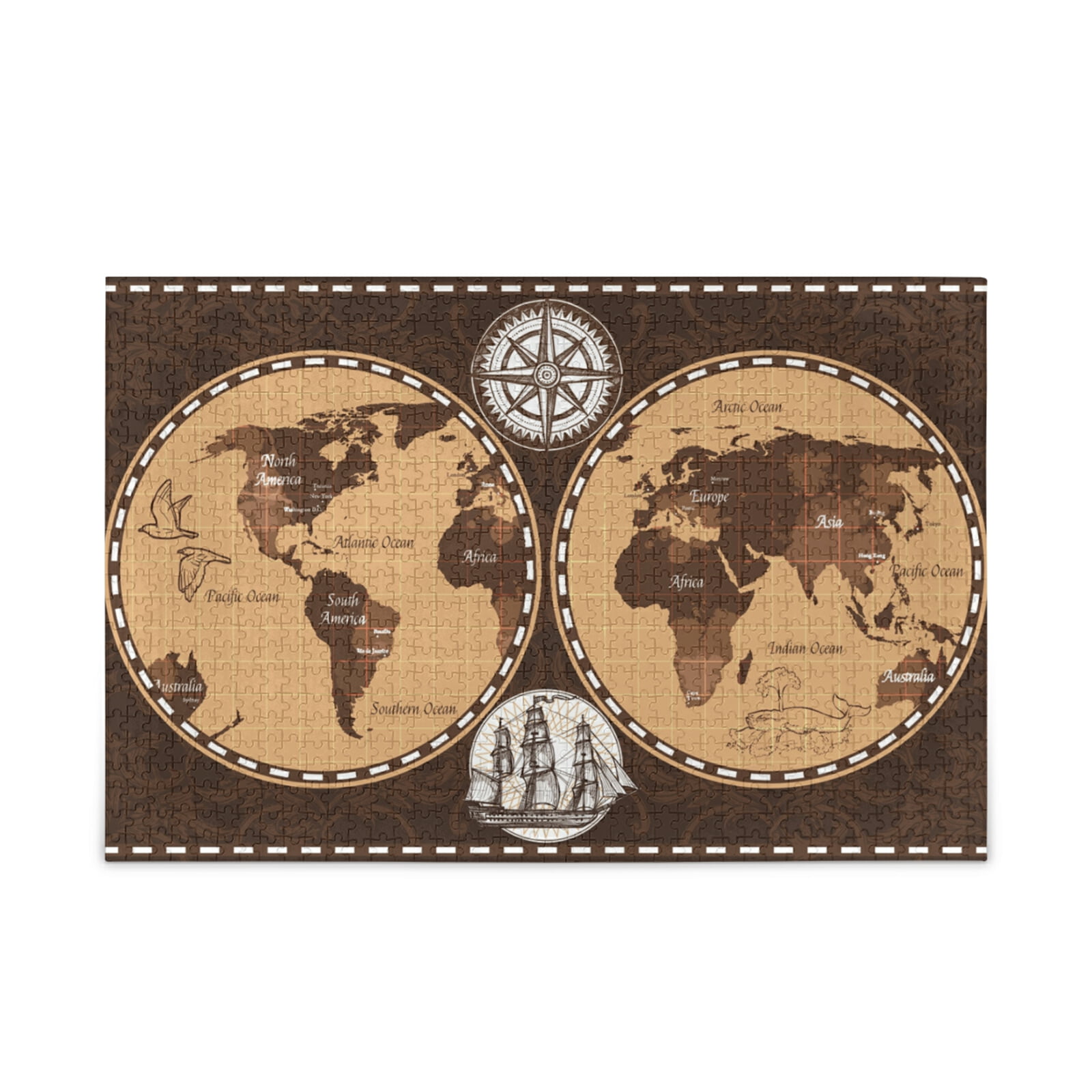 ALAZA Jigsaw Puzzles for Adults 500 Pieces Brown Color Retro Nautical