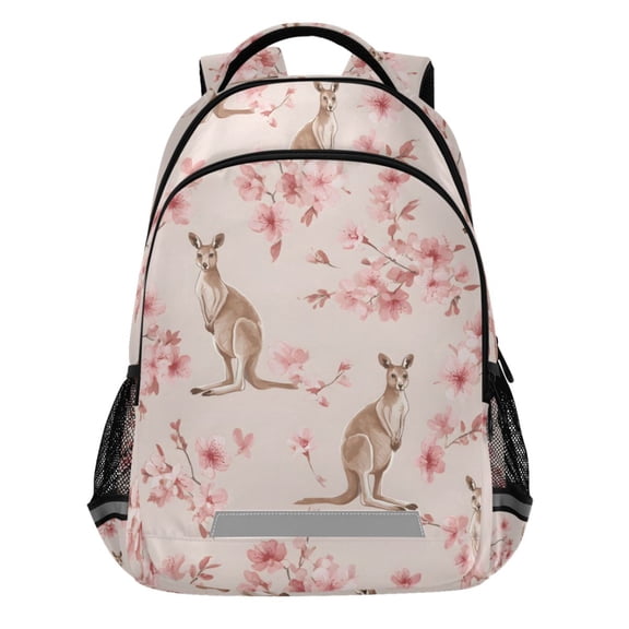 ALAZA Kangaroo Cherry Flower Pattern Backpack Elementary School Bags Student Bookbag Travel Rucksack