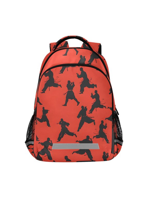 Karate Style Red Backpack Elementary School Bag Bookbag Travel Rucksack