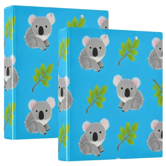 ALAZA Koala Leaves Hardcover 3 Ring Binder 1.5" Round Rings Interior Pockets Binders Organizer 2 Pack