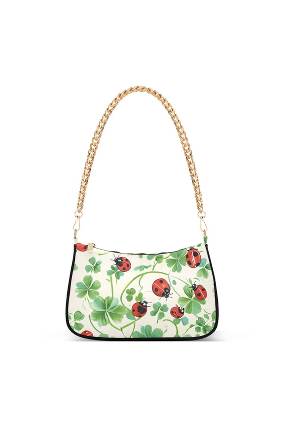 Ladybugs Clover Flower Women's Chain Shoulder Bag Hobo Handbag Tote Crossbody Purse