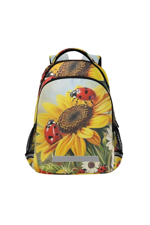 Ladybugs on Sunflowers Daisy Backpack Elementary School Bag Bookbag Travel Rucksack