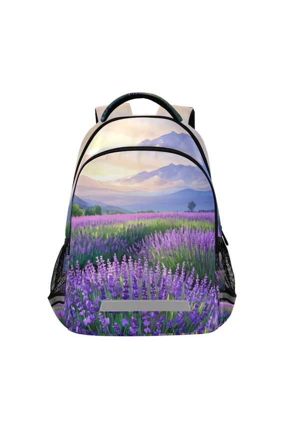 Lavender Field Backpack Elementary School Bag Bookbag Travel Rucksack