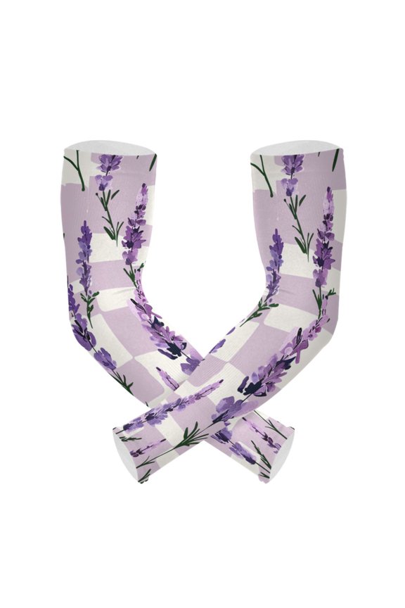 Lavender Flowers UV Sun Protection Arm Sleeves UPF 50+ Compression Cooling Sleeve 1 Pair