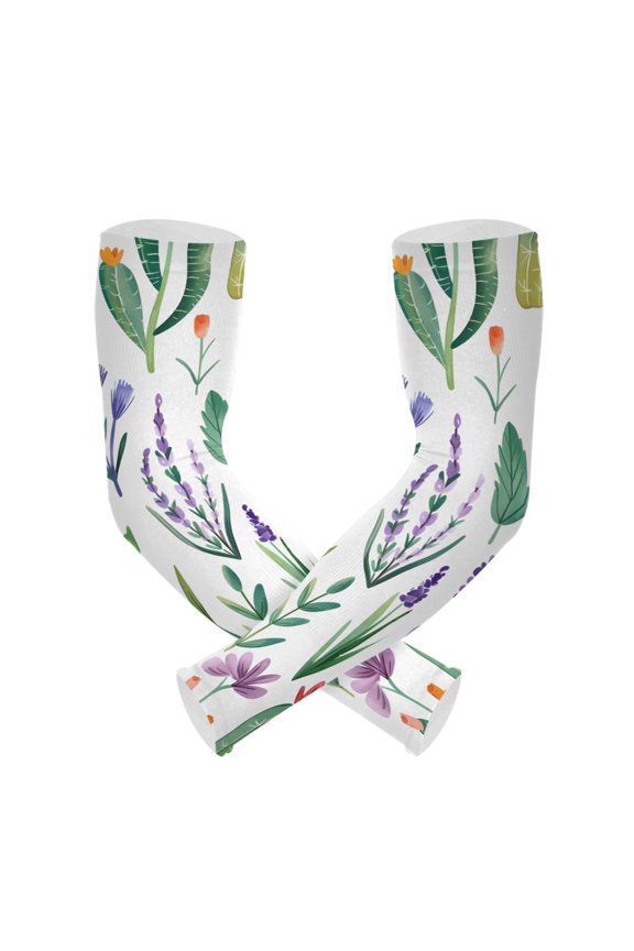Lavender Leaves UV Sun Protection Arm Sleeves UPF 50+ Compression Cooling Sleeve 1 Pair