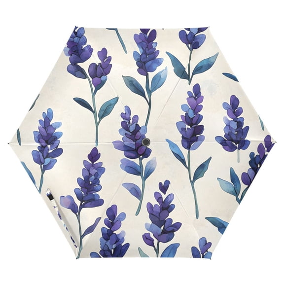 ALAZA Lavender Pattern UPF 50+ Compact Folding Umbrella for Rain Travel Umbrella Packable