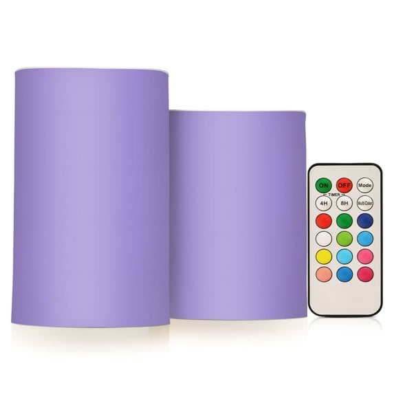 ALAZA Lavender Purple 2 PCs LED Flickering Flameless Candles with Remote Timer Battery Operated Candle