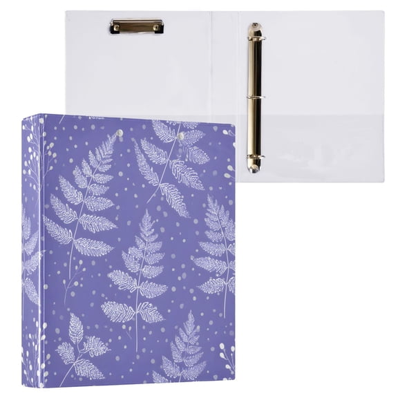 ALAZA Leaf Polka Dots Purple Hardcover 3 Ring Binder 1.5" D-Rings with Interior Pockets Binders School 1 PC