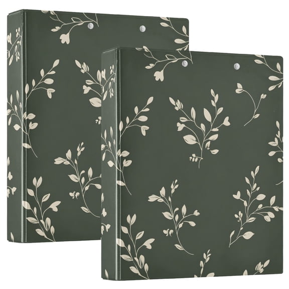 ALAZA Leaves Hardcover 3 Ring Binder 1.5" Round Rings Interior Pockets Binders Organizer 2 Pack