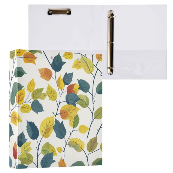 ALAZA Leaves Paint Hardcover 3 Ring Binder 1.5" Round Rings Interior Pockets Binders Organizer 1 Pack