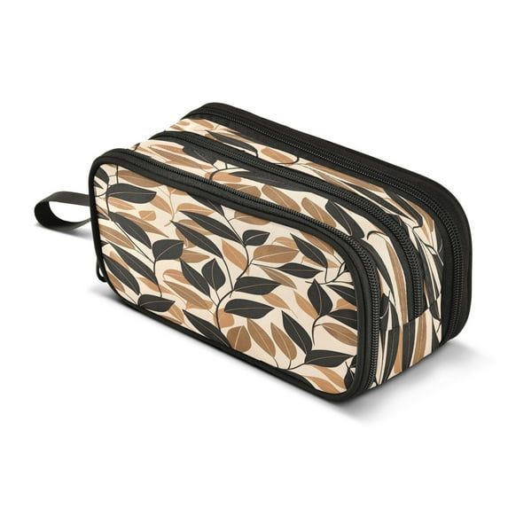 ALAZA Leaves Pencil Case Bag 3 Compartment Pen Pouch Large Storage Holder Box Organizer