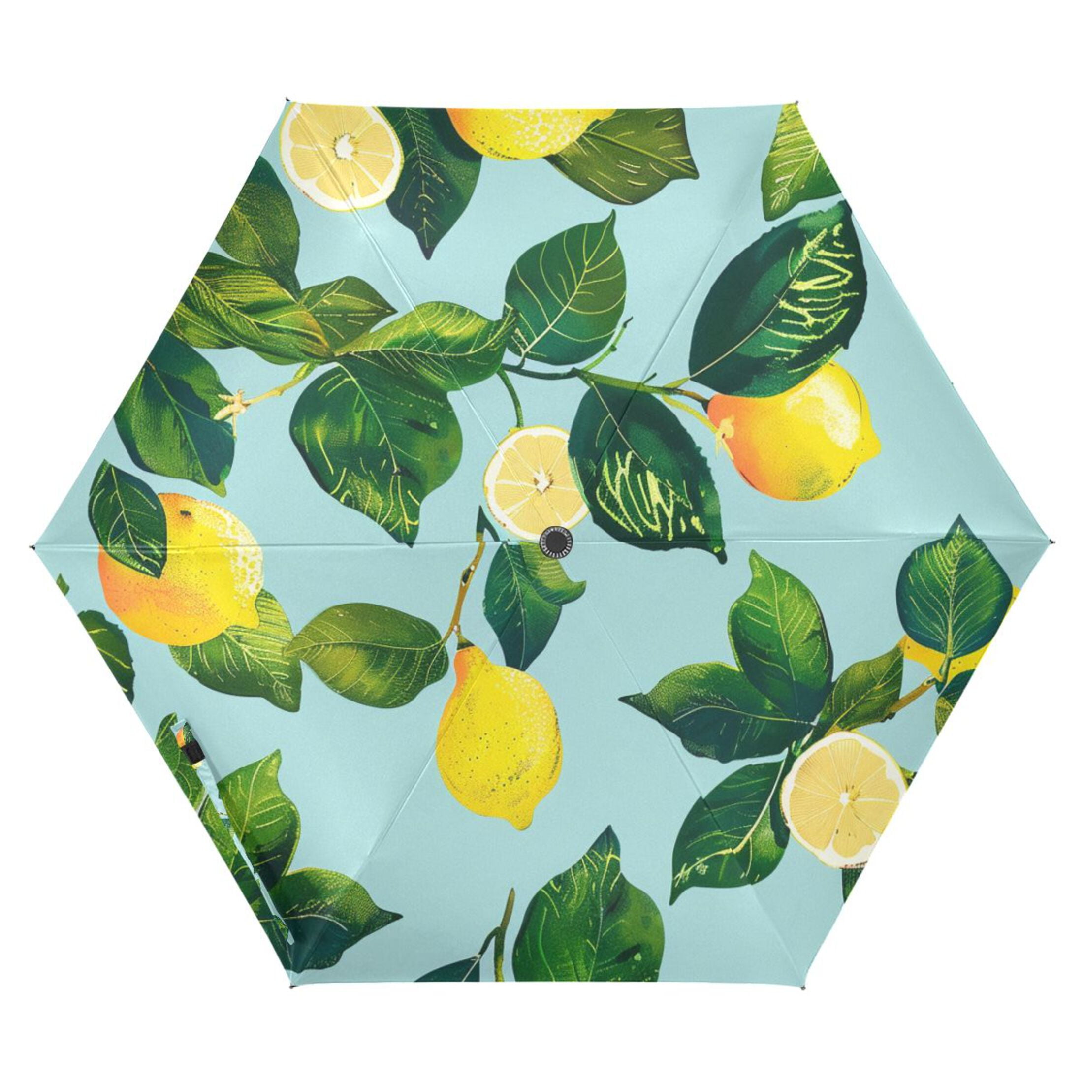 ALAZA Lemon Leaves UPF 50+ Compact Folding Umbrella for Rain Travel Umbrella Packable