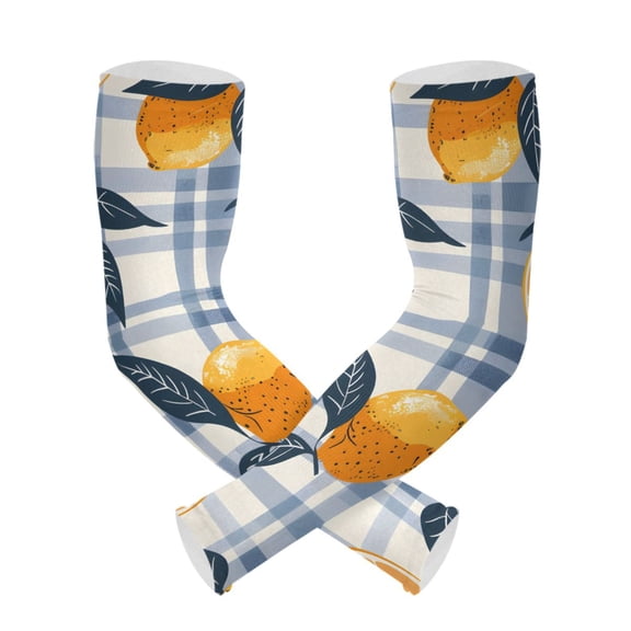 ALAZA Lemons on Lattice UV Sun Protection Arm Sleeves UPF 50+ Compression Cooling Sleeve 1 Pair