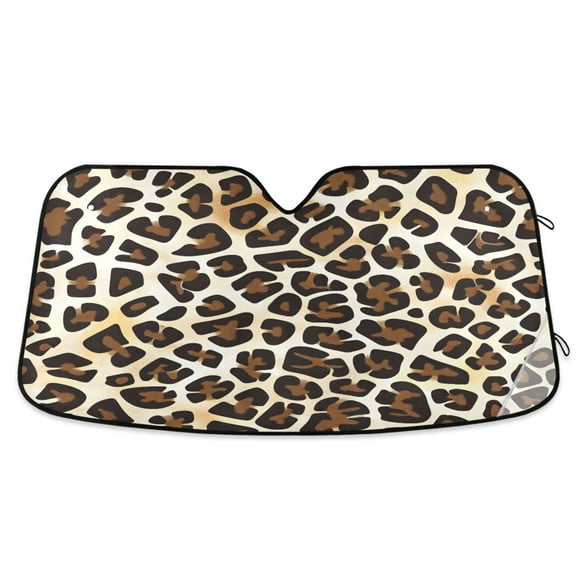 ALAZA Leopard Animal Skin Windshield Sun Shade Car Foldable Sun Visor Block UV Rays Protector 55"x27.6"