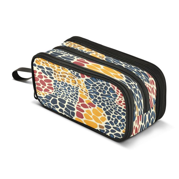 ALAZA Leopard Animals Skin Pencil Case Bag 3 Compartment Pen Pouch Large Storage Holder Box Organizer