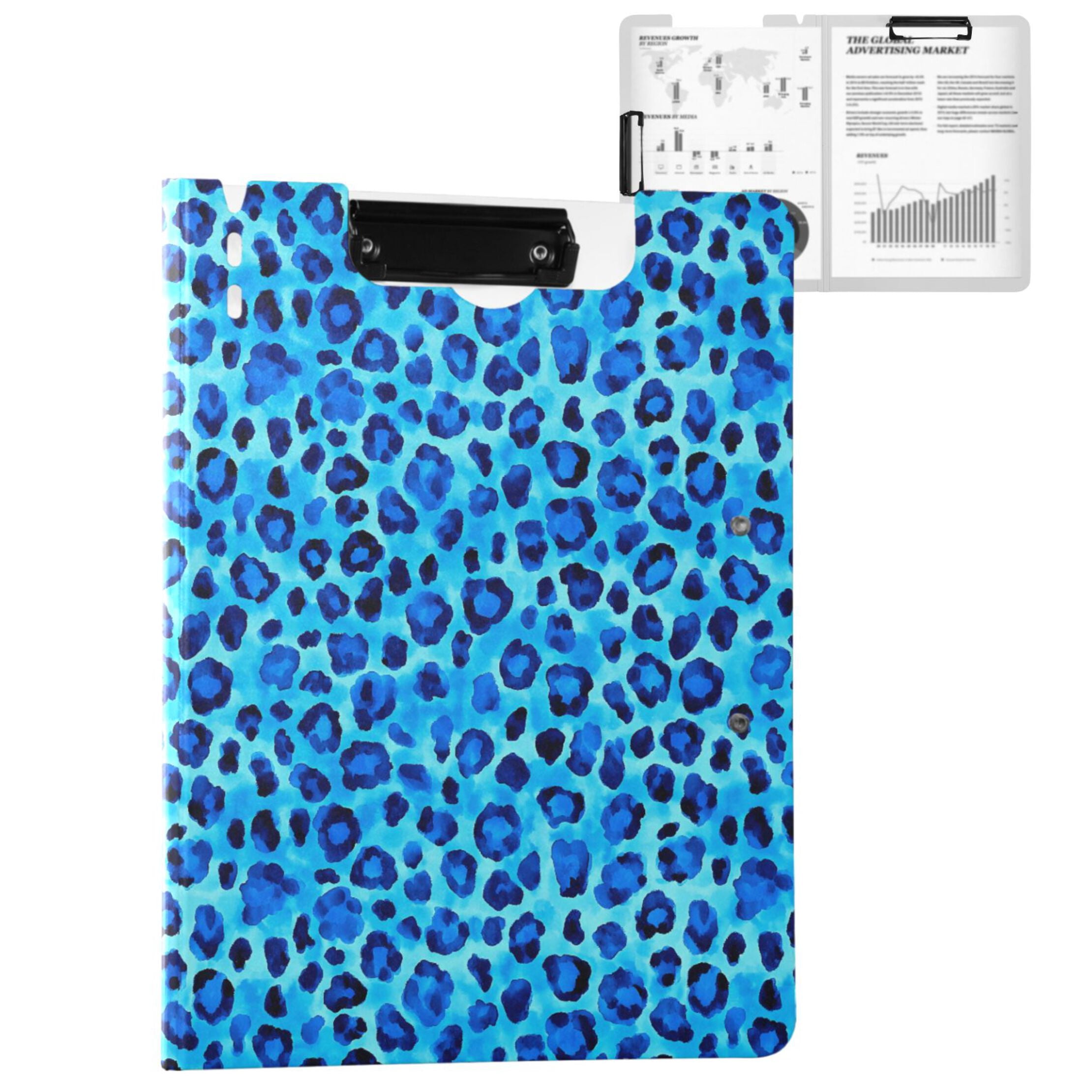 ALAZA Leopard Blue A4 Foldable Clipboard 360 Degree Folder Binder ...