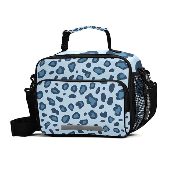 ALAZA Leopard Blue-a1 Lunch Box Insulated Cooler Bag Reusable Tote Bags Shoulder Strap