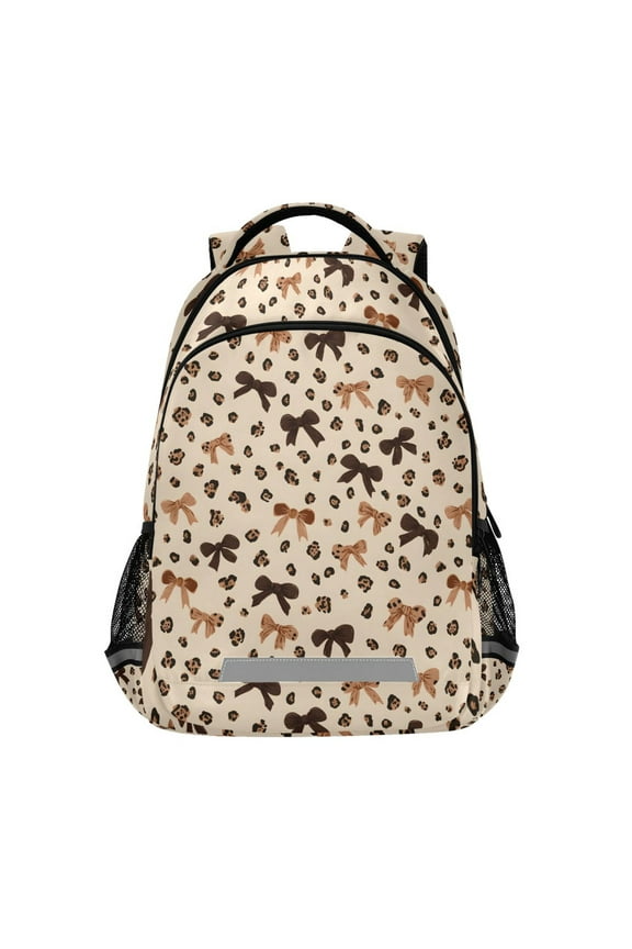 Leopard Bows Backpack Elementary School Bag Bookbag Travel Rucksack